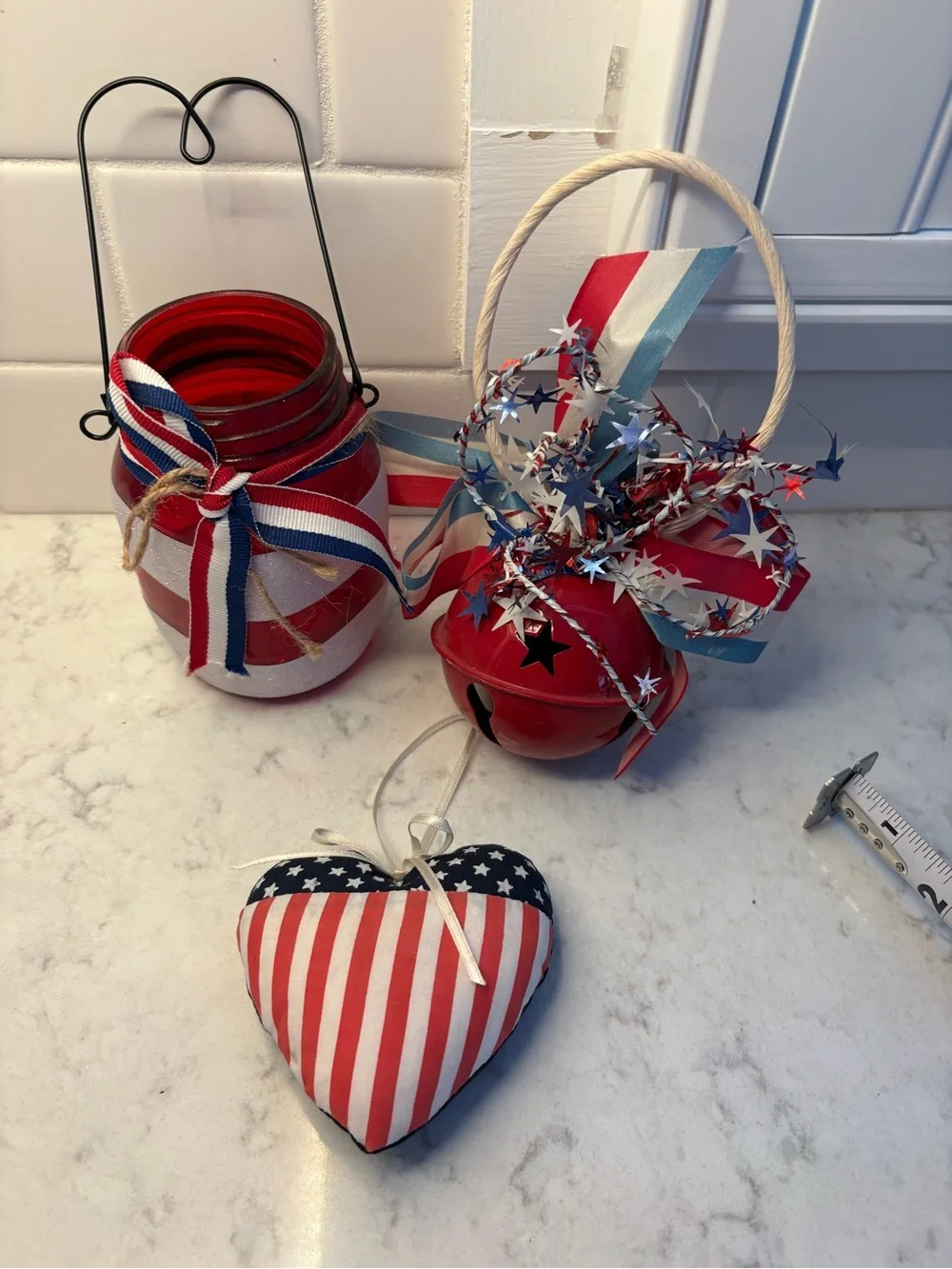 Patriotic Red, White & Blue Holiday Ornament Set